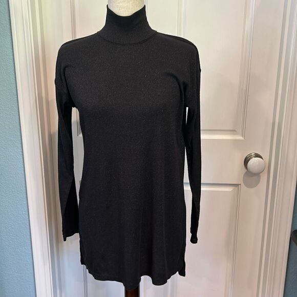 Anthropologie Vanessa Virginia, black/gold, metallic turtleneck sweater XS - Picture 2 of 11